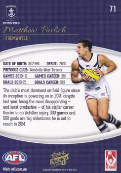2014 Select AFL Honours Series 1 #71 Matthew Pavlich Back